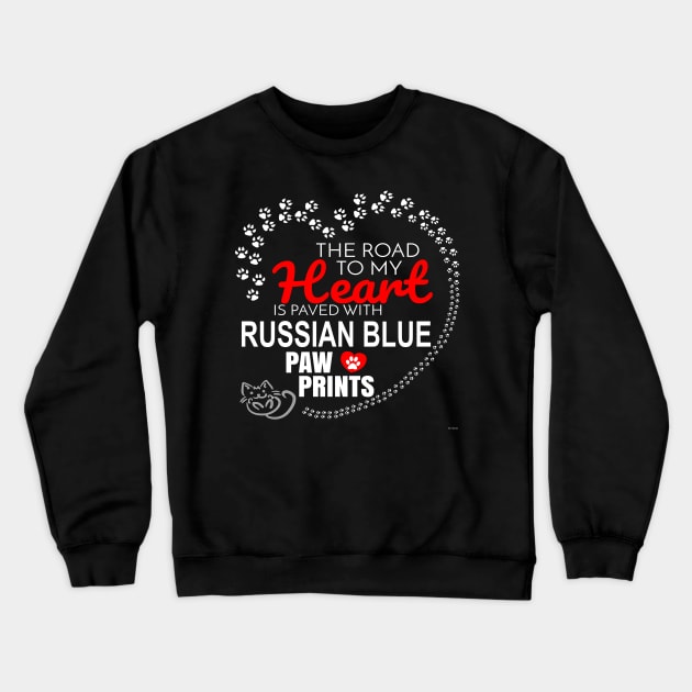 My Russian Blue Paw Prints - Gift For Russian Blue Parent Crewneck Sweatshirt by HarrietsDogGifts